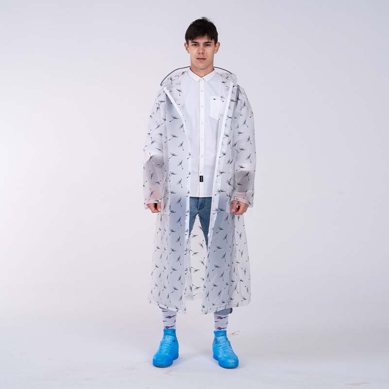 Impermeable con estampado de diente de león grueso